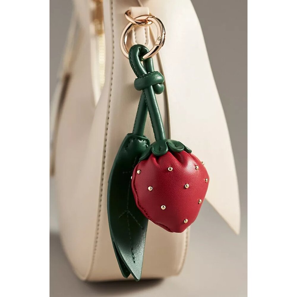 Anthropologie Melie Bianco Fruit Bag Charm Red Strawberry NWT - Picture 2 of 5